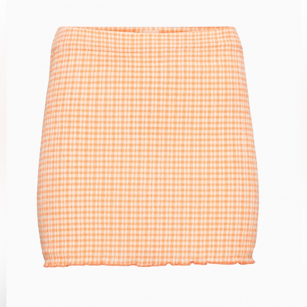 Wilfred Peach Gingham Mini Reunion Skirt in Hayward. Size Large